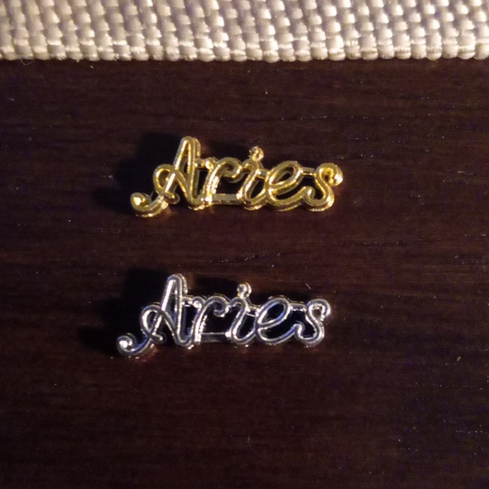 NEW ARIES ZODIAC GOLD  &  SILVER TONE 3D METAL NAIL CHARMS (2PCS)